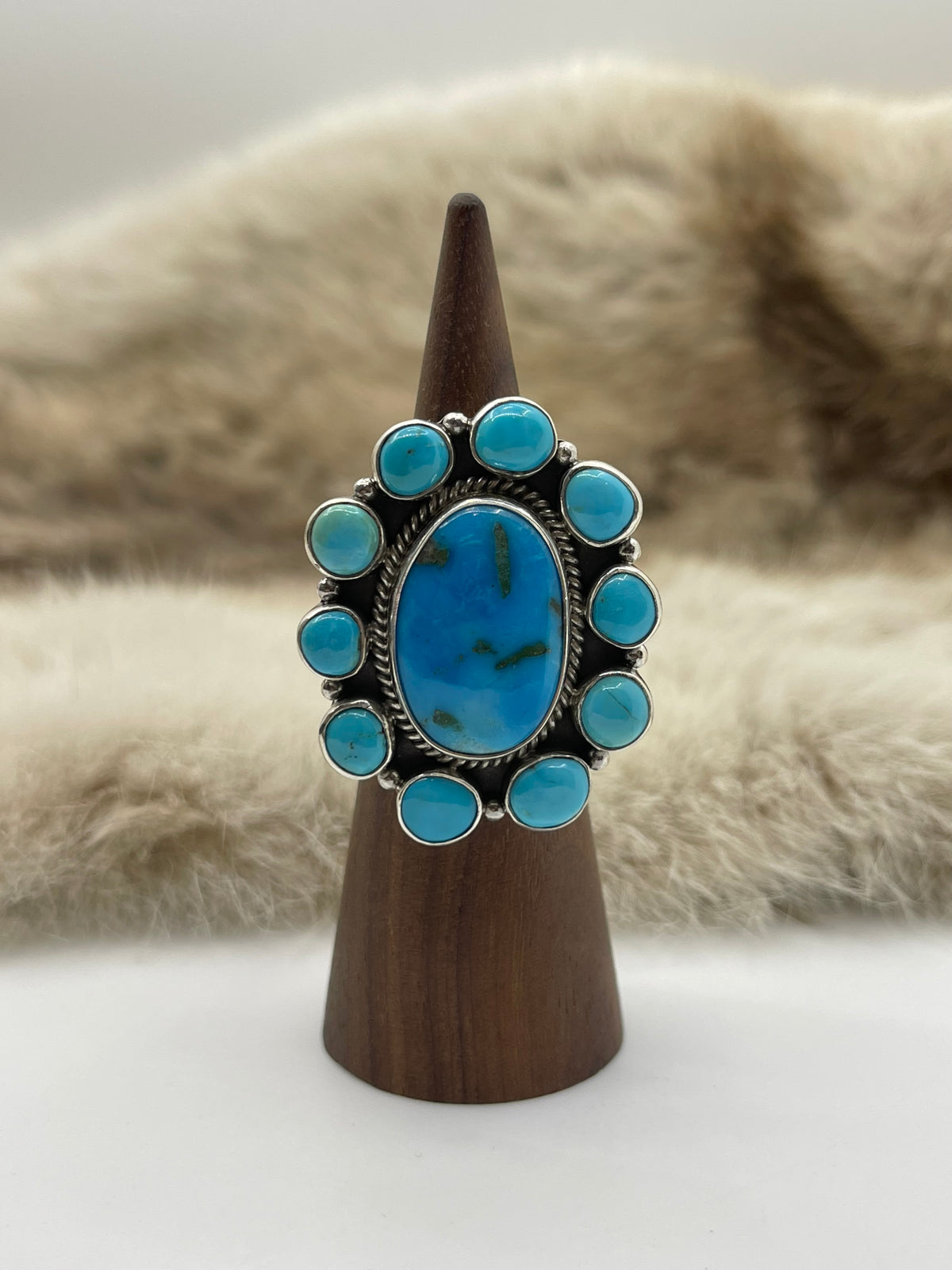 7.5 & Up Kingman Turquoise Adjustable Ring