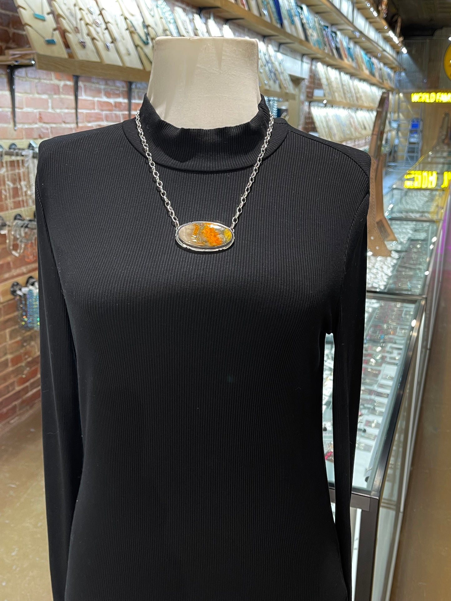 20" Bumblebee Jasper Oval Necklace
