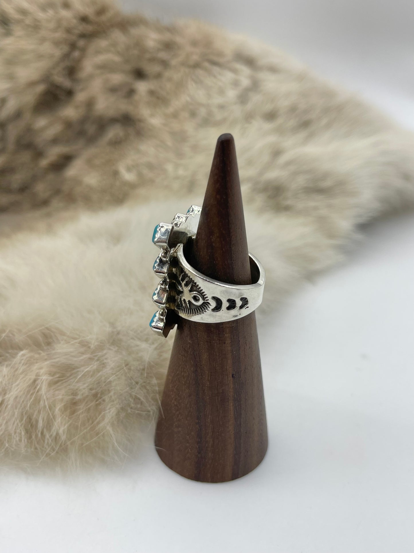 5.0 Turquoise 12 Stone Ring by Verley Betone, Navajo