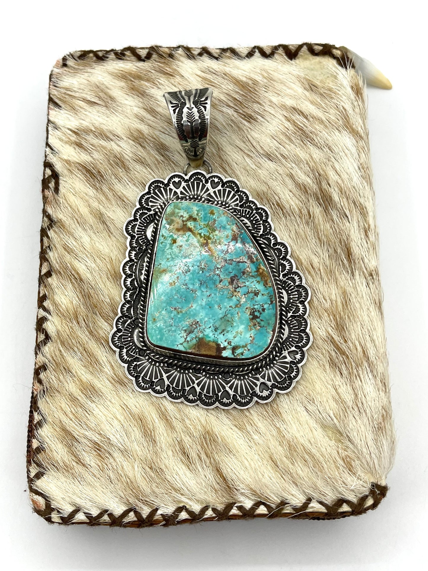Royston Turquoise Pendant by Sunshine Reeves, Navajo 17mm Bail