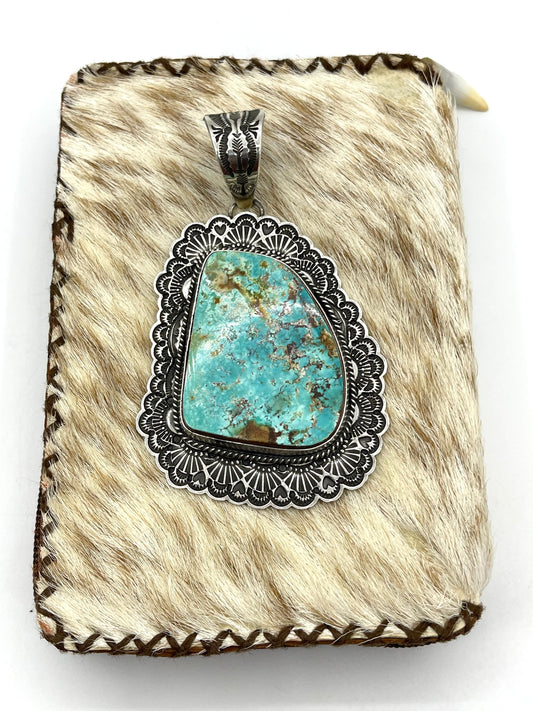 Royston Turquoise Pendant by Sunshine Reeves, Navajo 17mm Bail