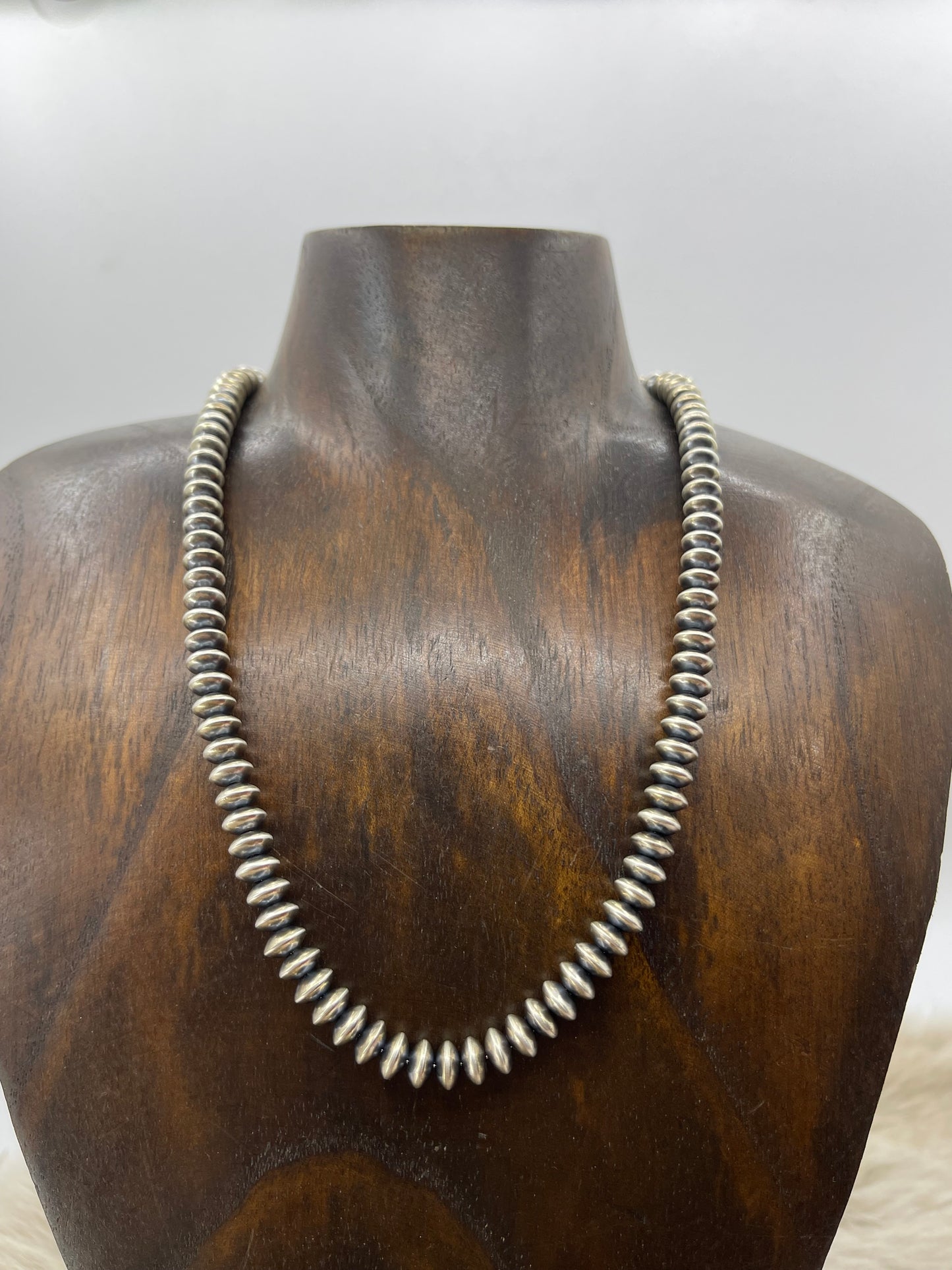 16" 7mm Handmade Rondelle Beaded Necklace by Bryannen Halwood, Navajo