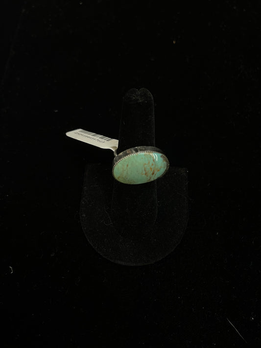 6.0 Turquoise Oval Ring by Sheena Jack, Navajo