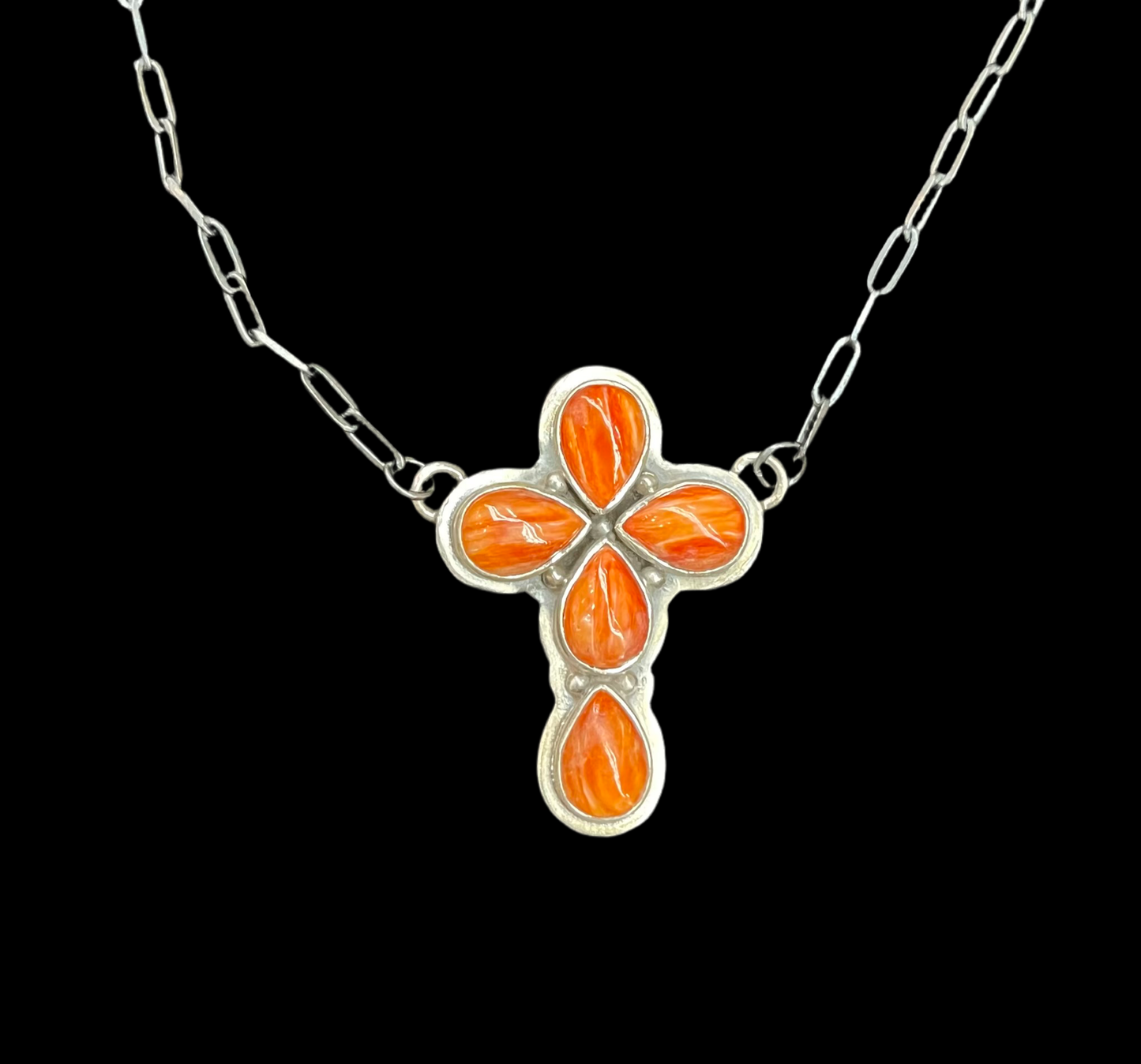 Red Spiny Oyster Shell Cross Necklace