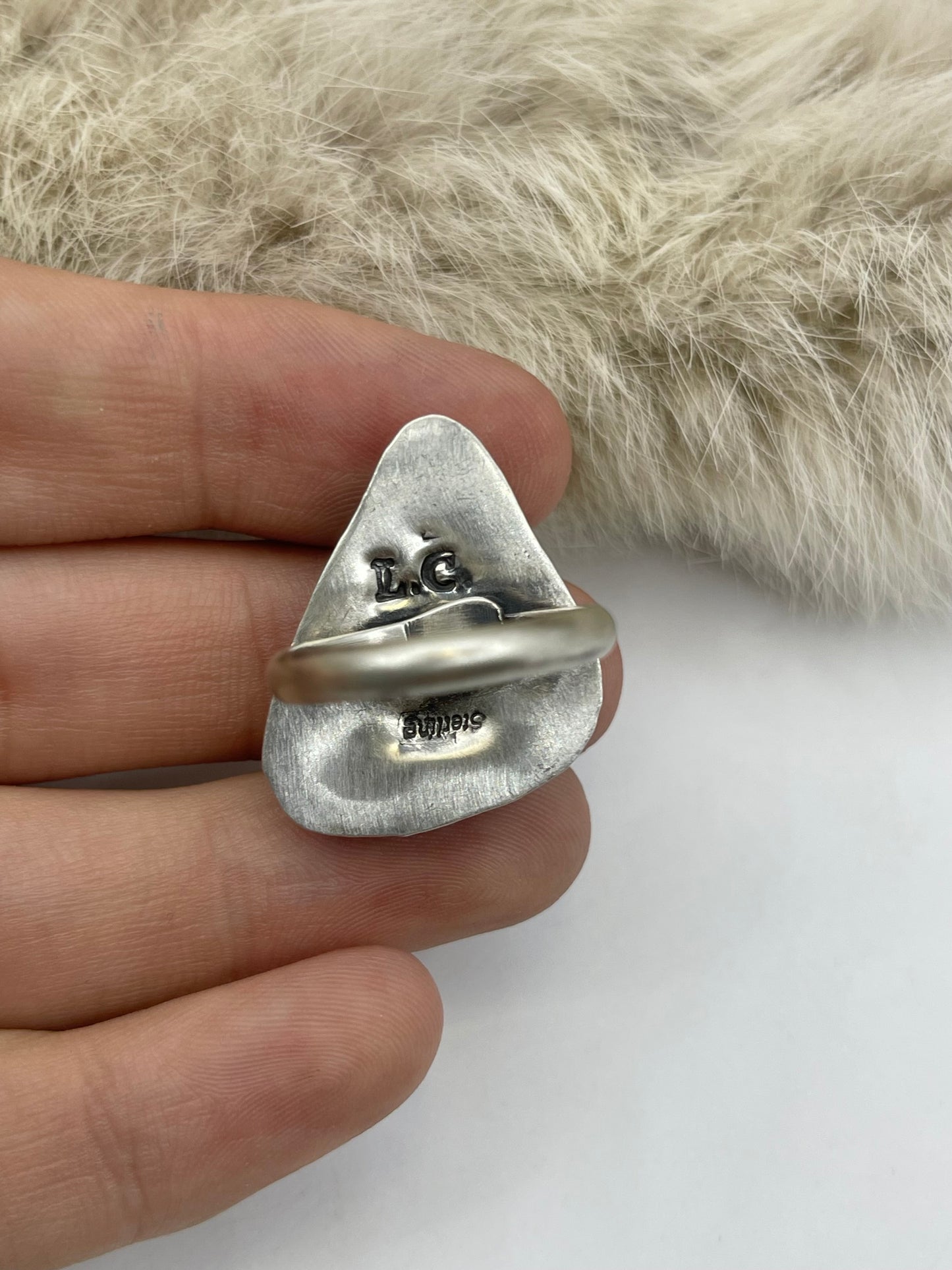Adjustable 6.0-10.0 #8 Turquoise Ring by Larson Chee, Navajo