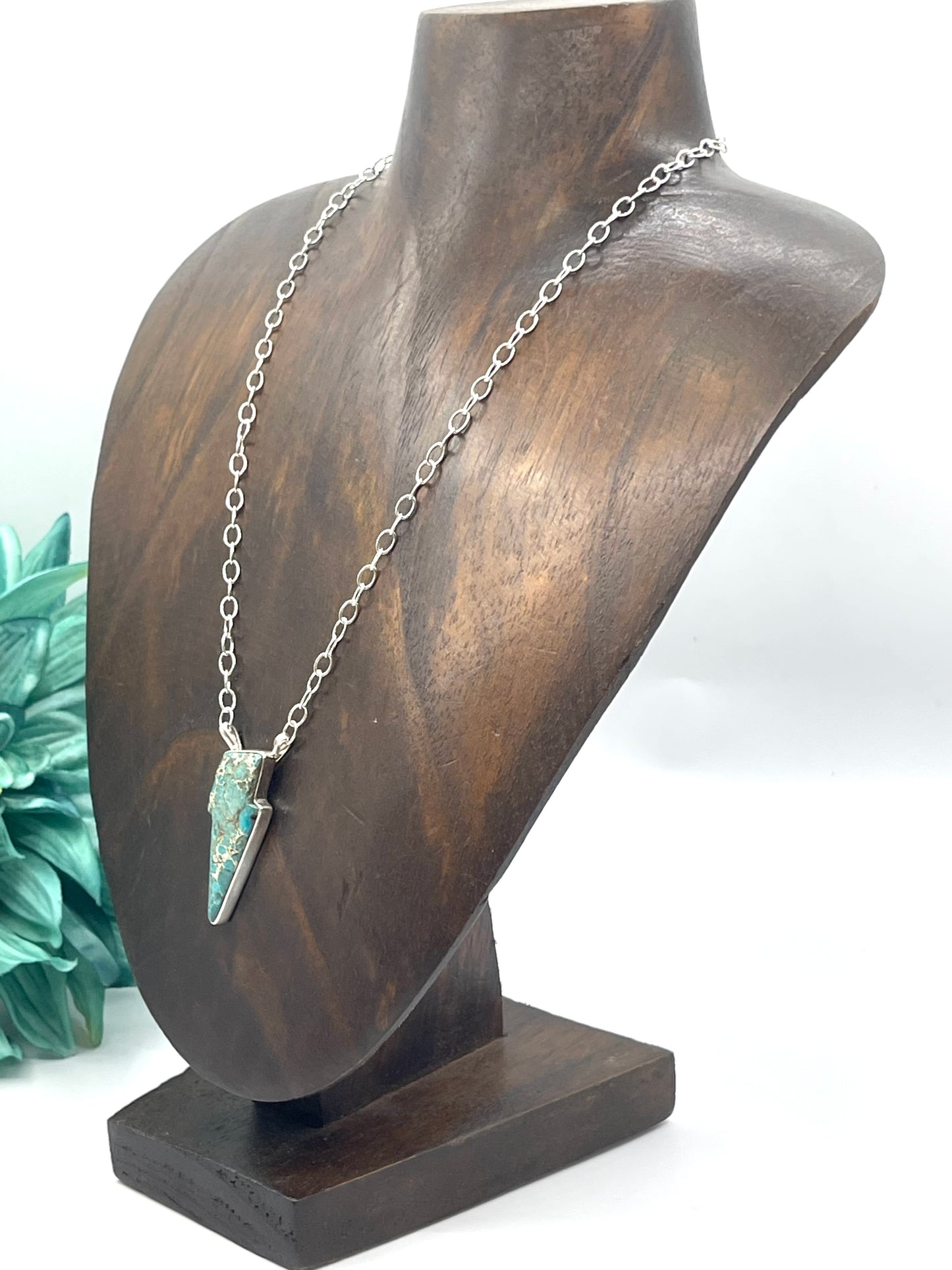 16" Turquoise Lightning Bolt Necklace