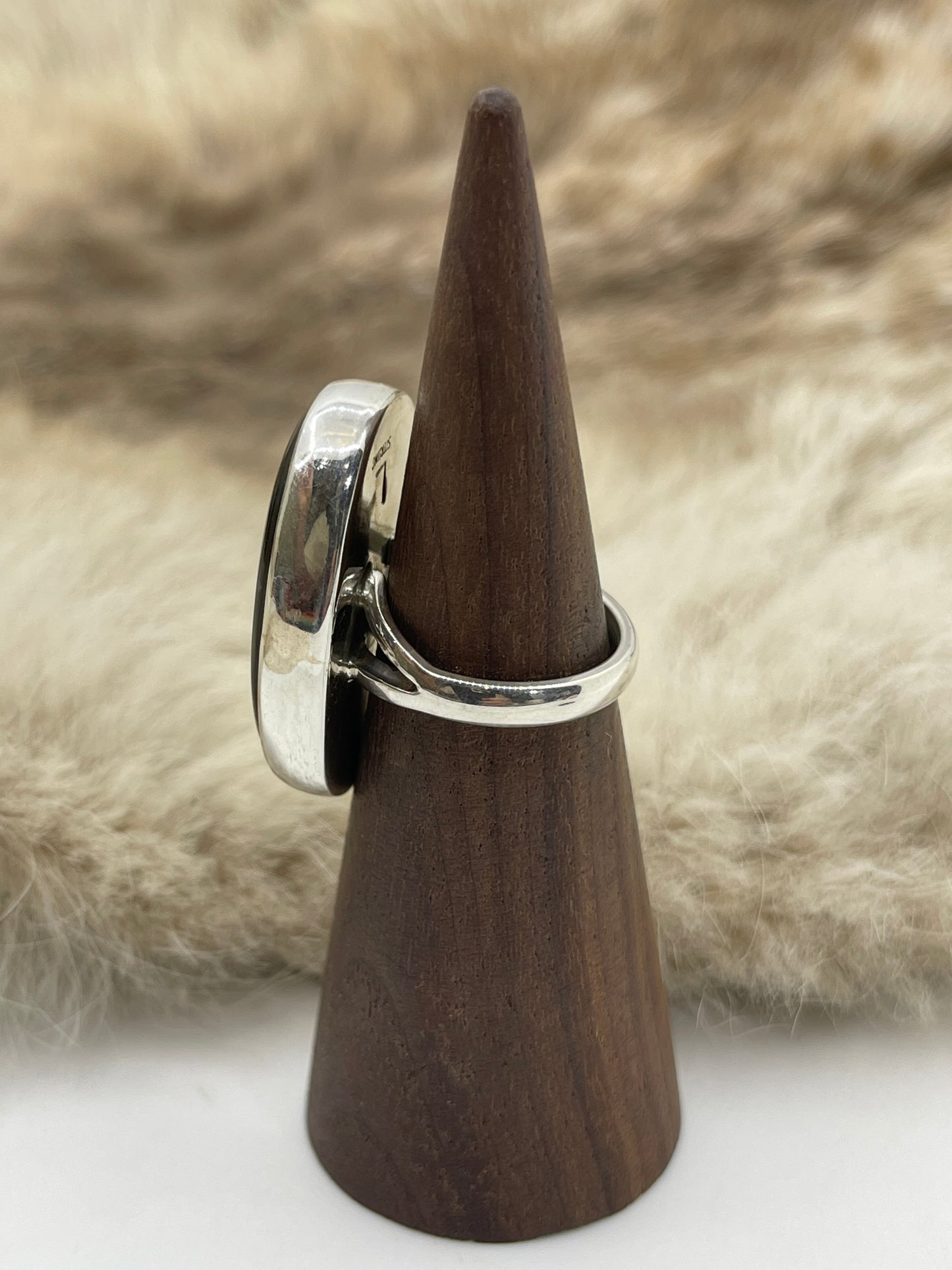 6.5 Labradorite Ring by Lawrence Willie, Navajo