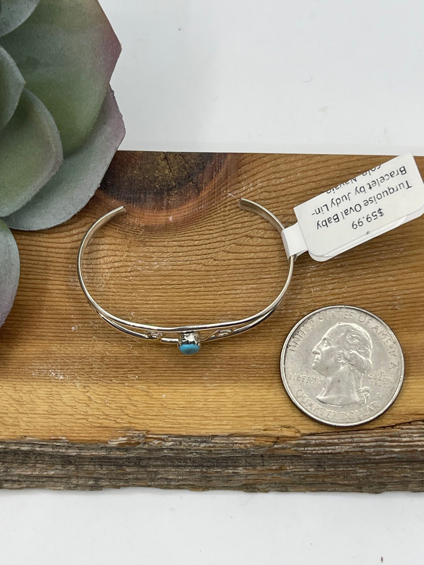 Turquoise Oval Baby Bracelet by Judy Lincoln, Navajo