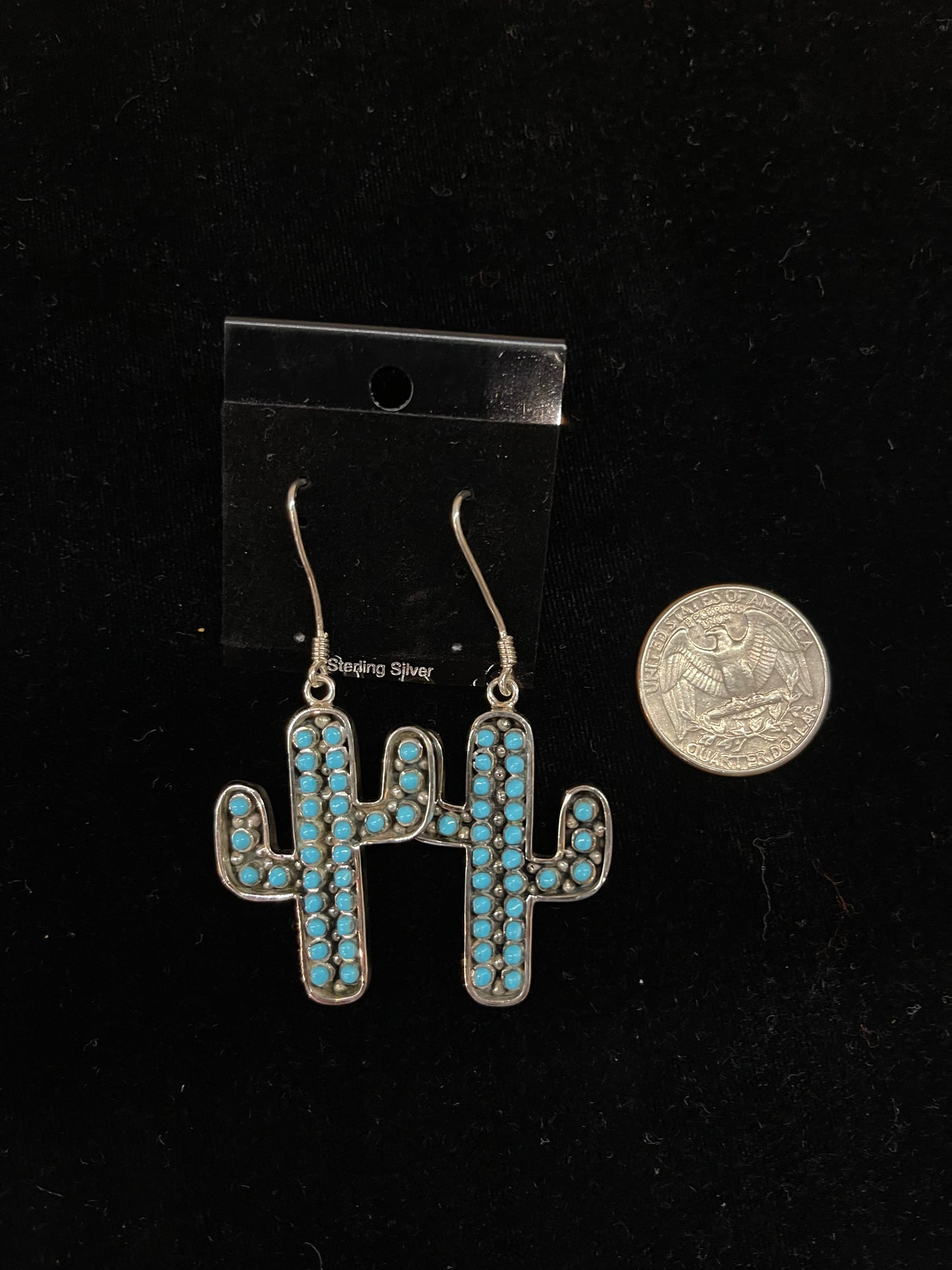 Sleeping Beauty Turquoise Cactus Dangle Earrings