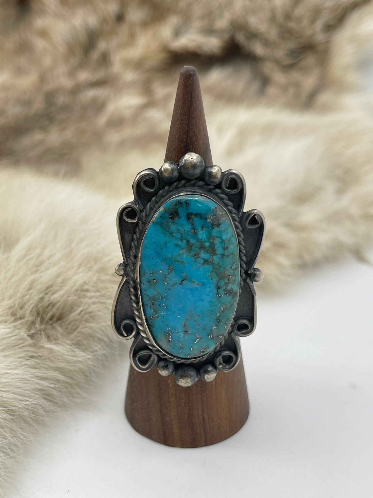 8.0 Persian Turquoise Ring by Boyd Ashley, Navajo