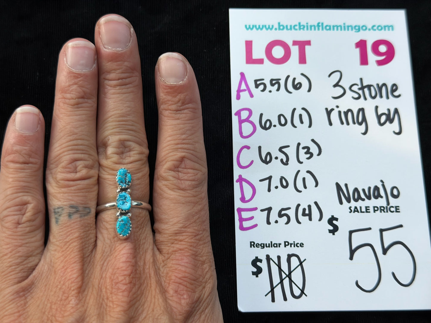 LOT 19 E 8/9 7.5 3 Stone Ring, Navajo
