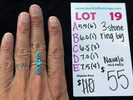 LOT 19 E 8/9 7.5 3 Stone Ring, Navajo