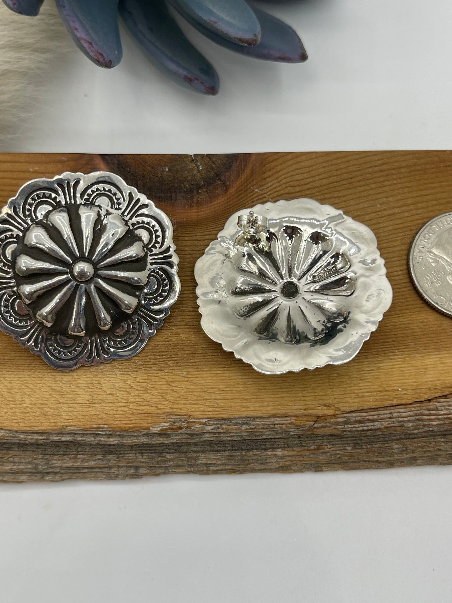Stamped Pinwheel Concho Earrings