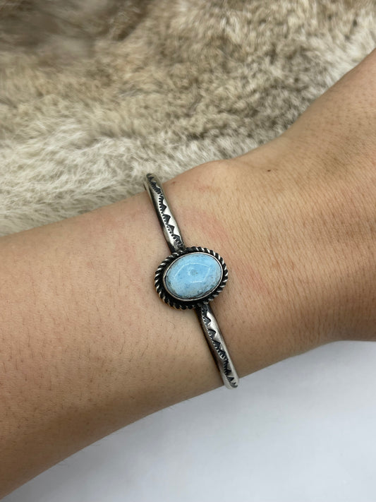 5.5"-7" Single Stone Golden Hills Turquoise Cuff by Donovan Skeet, Navajo