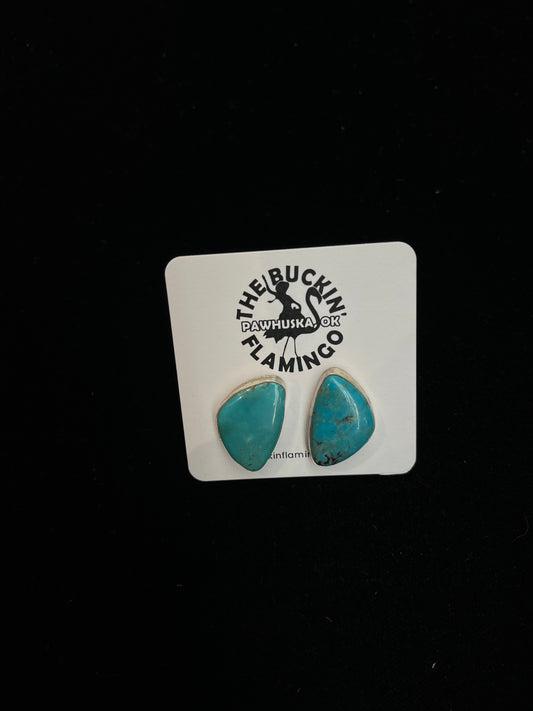 Redskin Turquoise Post Earrings by Clifton Davis, Navajo