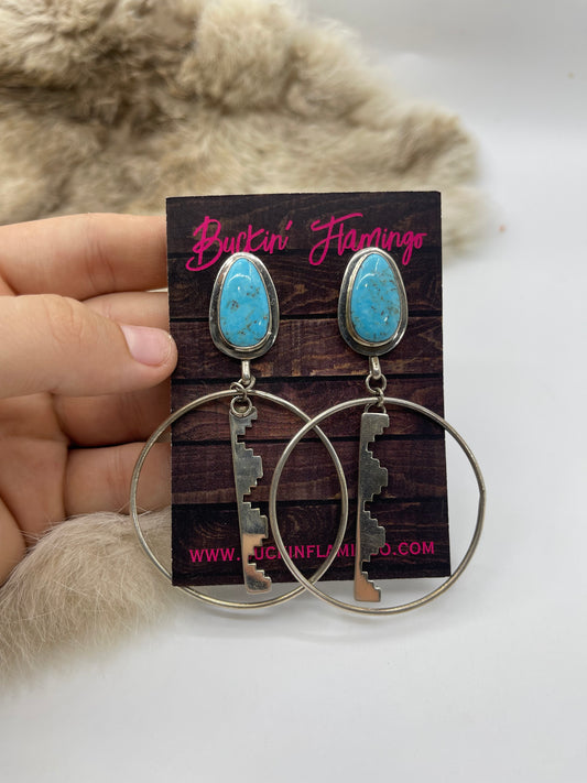 Kingman Blue Turquoise Post Earrings by Christina Jackson, Navajo