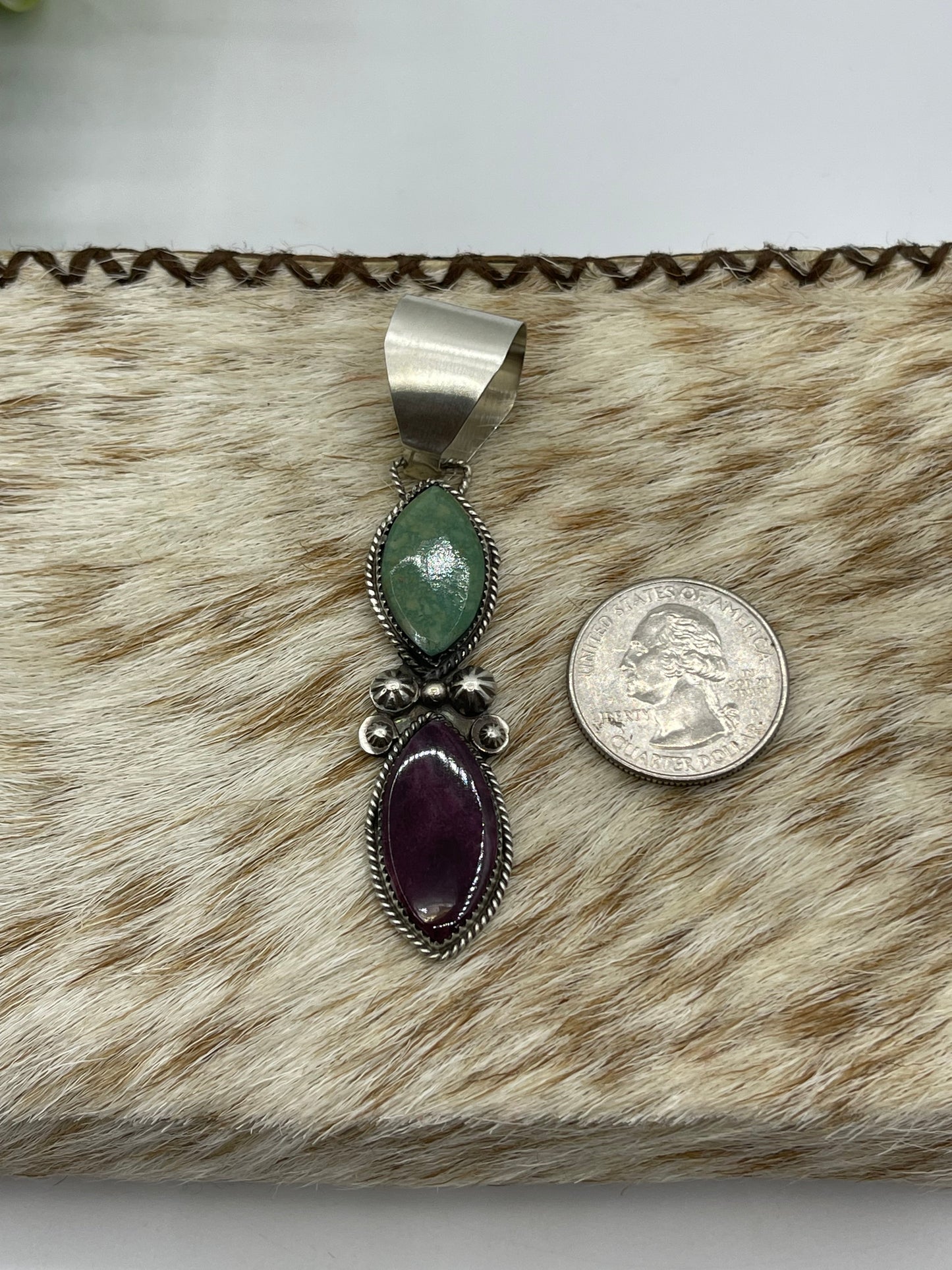 2 Stone Pendant by Selina Warner, Navajo