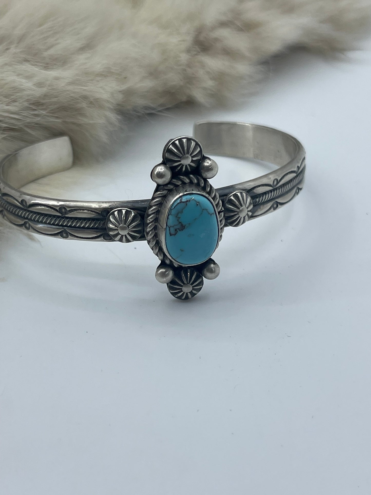 Egyptian Turquoise Cuff by Mike Calladitto, Navajo