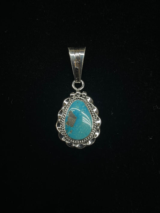 Kingman Turquoise Teardrop Pendant with a 6.7mm Bale by Samuel Yellowhair, Navajo