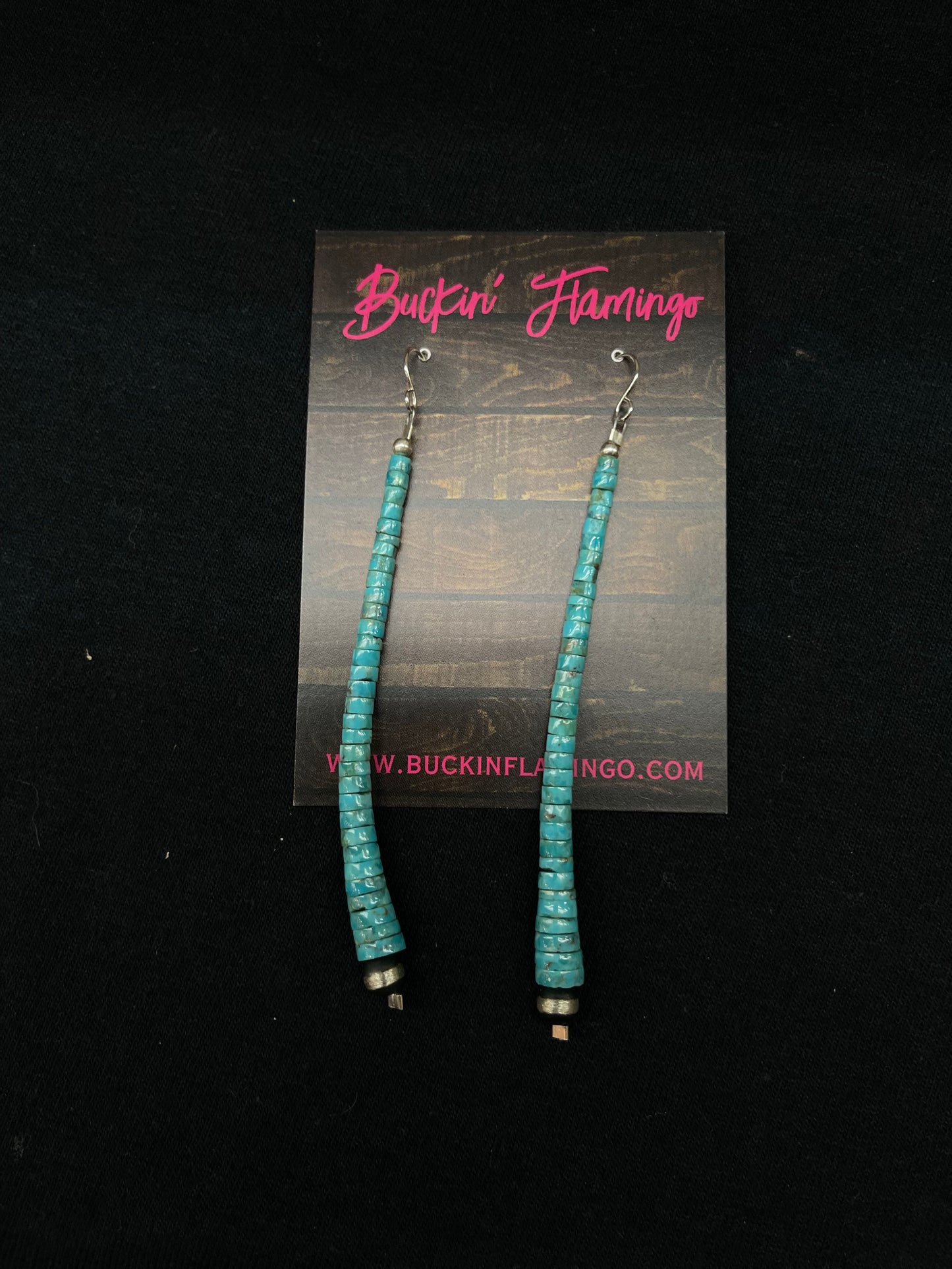 4" Lightweight 3mm-7mm Graduated Turquoise Heishi Bead Dangle Earrings