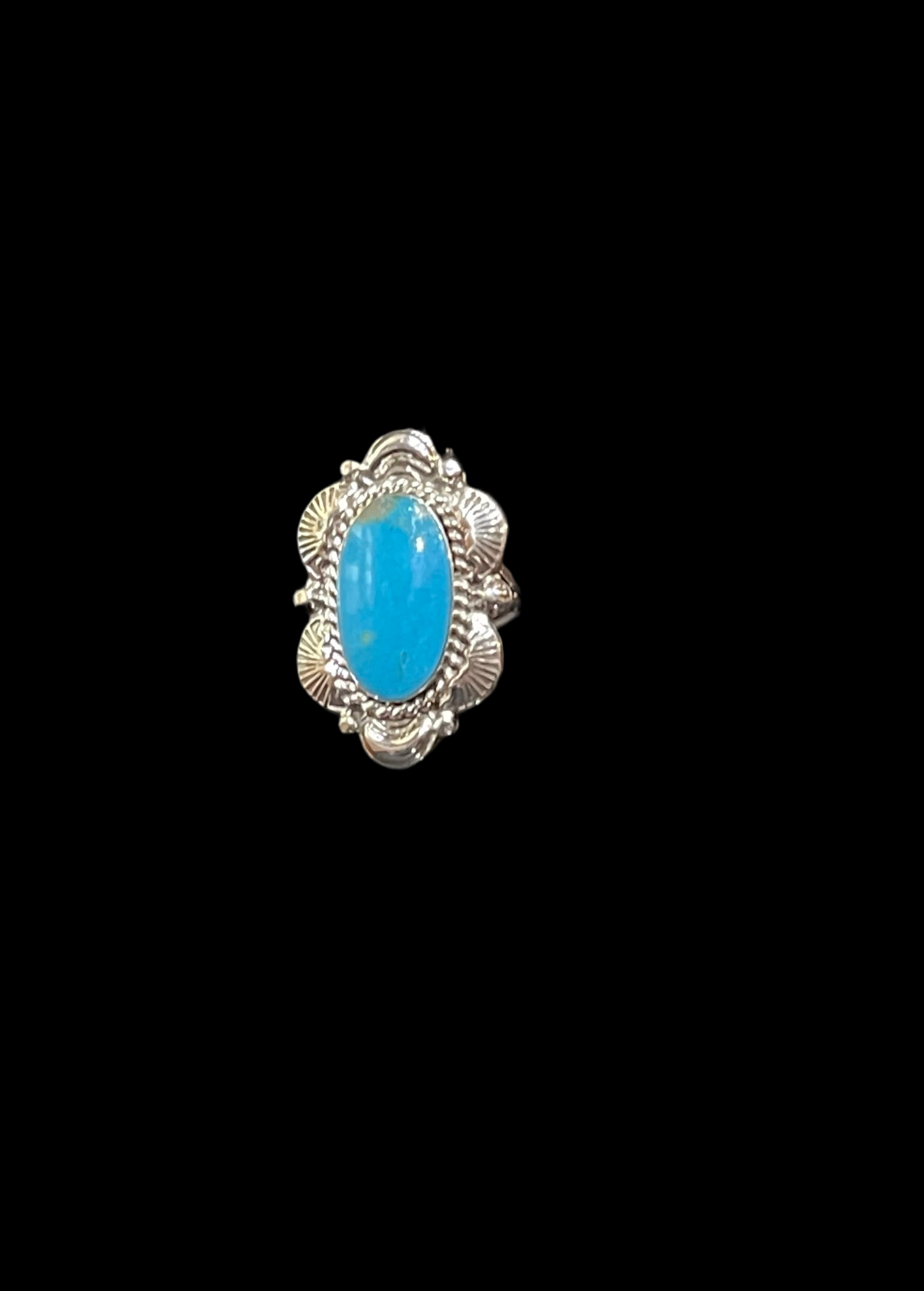10.0 Turquoise Oval Ring by Daniel Dakai, Navajo