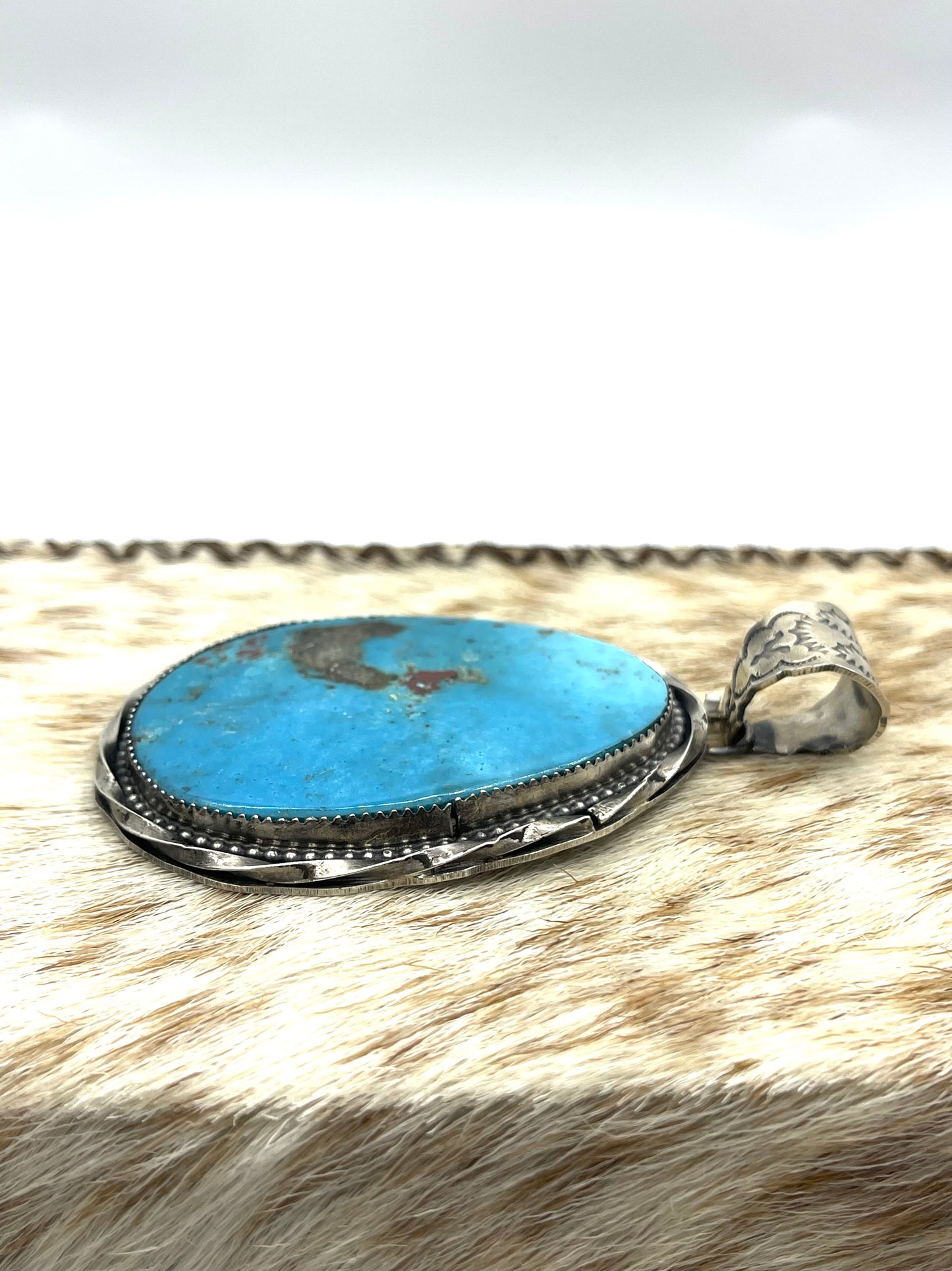 Kingman Turquoise Teardrop Pendant