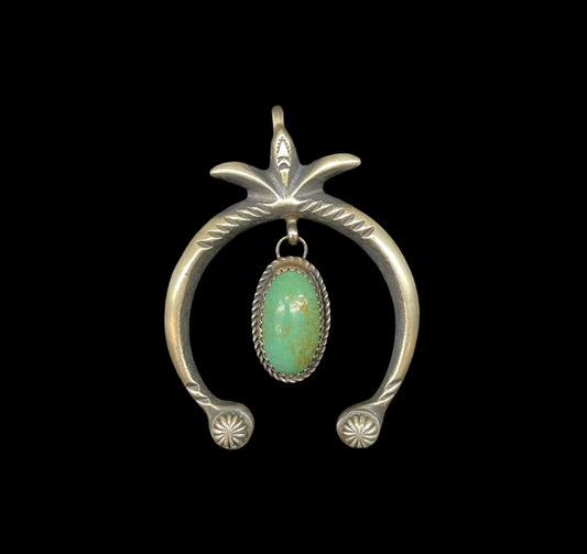 Royston Turquoise Naja Pendant by Martha Cayatine, Navajo