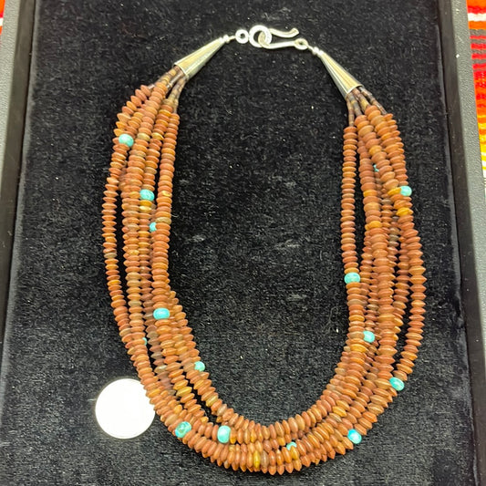 19" Vintage Pipestem and Turquoise Necklace