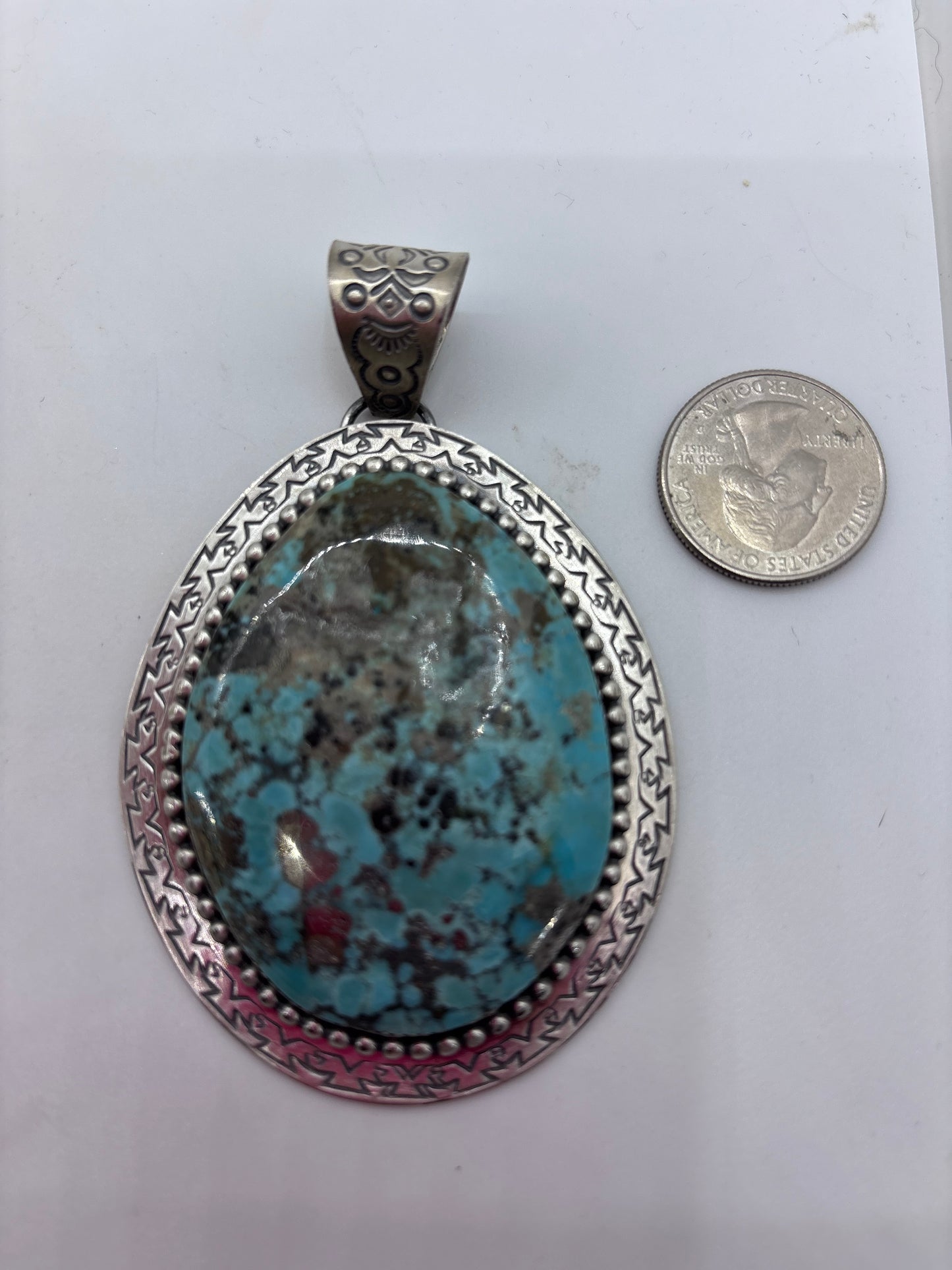 Kingman Turquoise Pendant by Jeff Largo, Navajo
