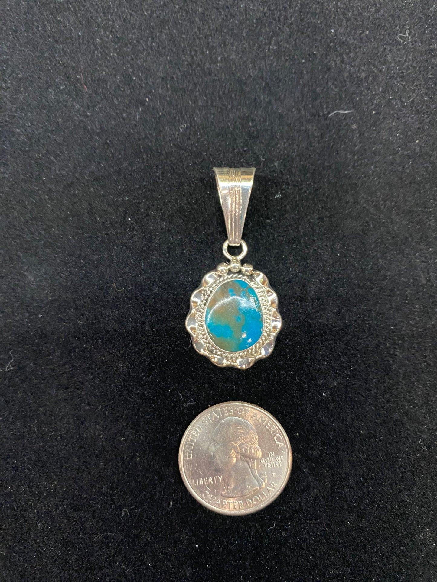 Campitos Turquoise Pendant by Samuel Yellowhair, Navajo