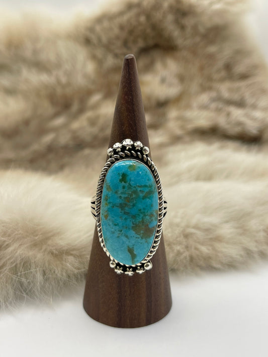 10.0 Kingman Turquoise Ring by Michael Yazzie, Navajo
