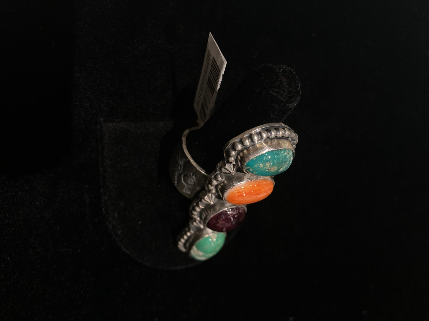 10.5 Turquoise and Spiny Oyster Shell 4 Stone Ring by Boyd Ashley, Navajo