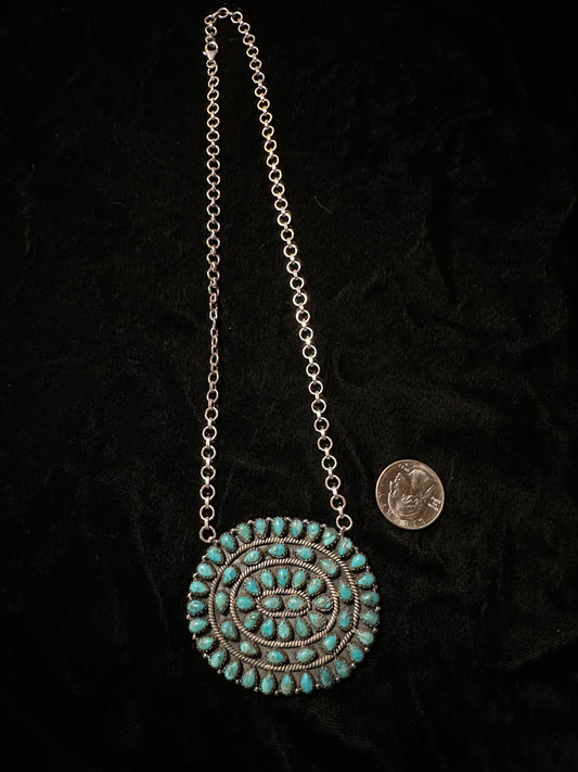Kingman Turquoise Cluster Necklace
