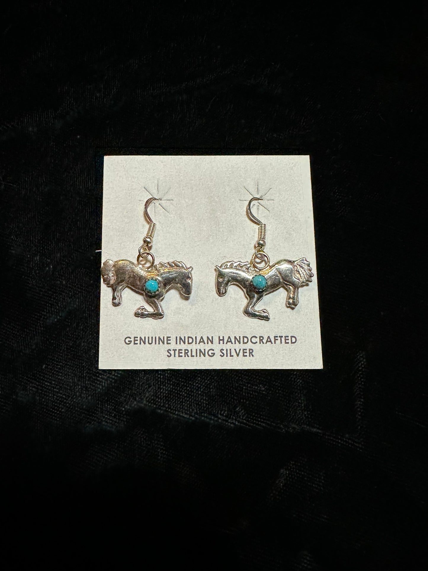 Turquoise Stone Horse Earrings