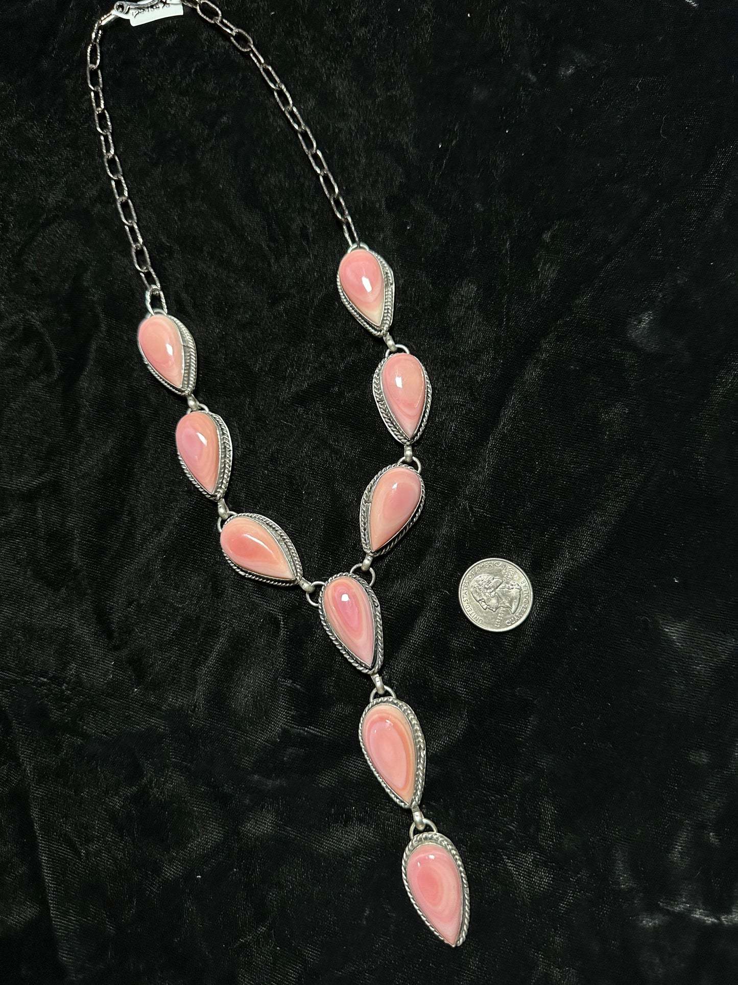 Pink Conch Shell Lariat Necklace