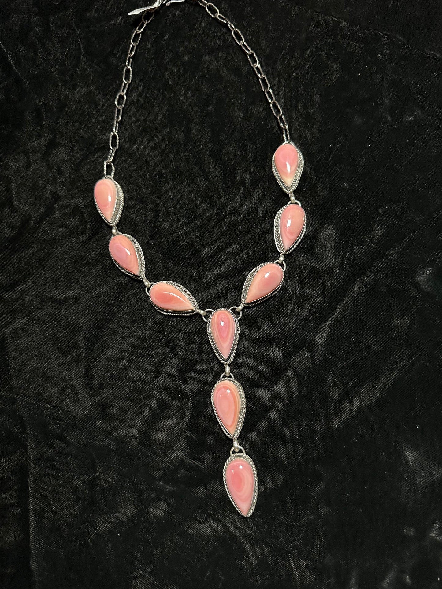 Pink Conch Shell Lariat Necklace