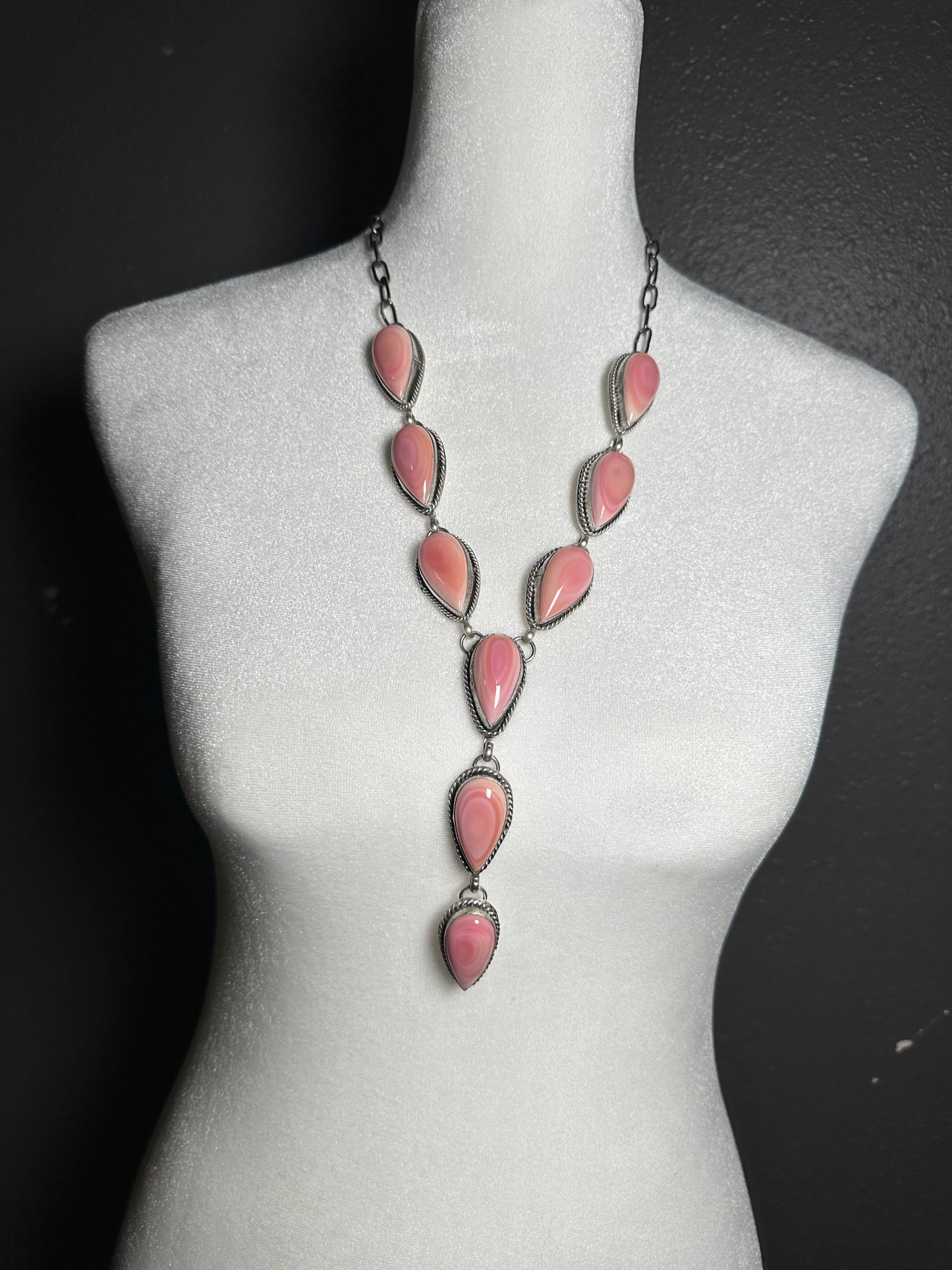 Pink Conch Shell Lariat Necklace