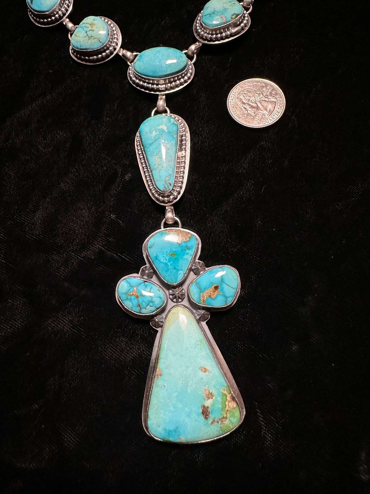 Sonoran Blue Turquoise Cross Lariat Necklace