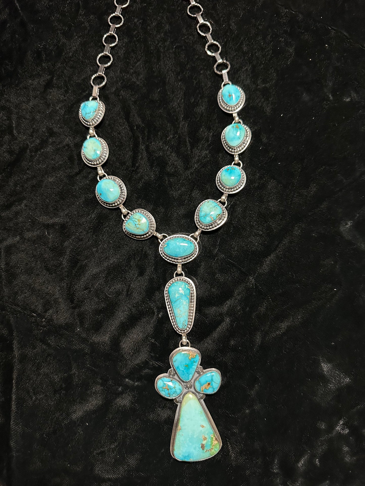 Sonoran Blue Turquoise Cross Lariat Necklace