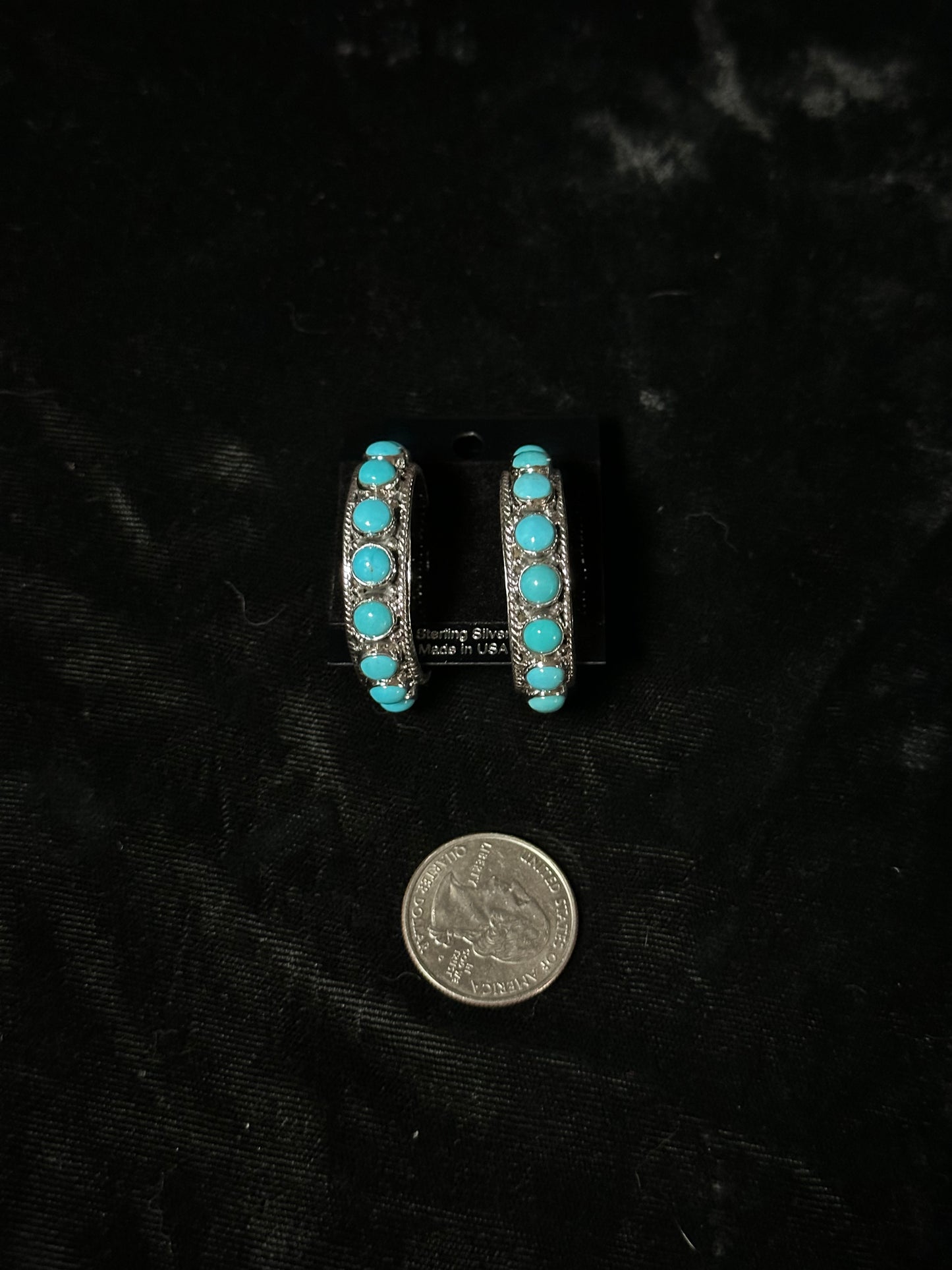 Sleeping Beauty Turquoise Hoop Earrings