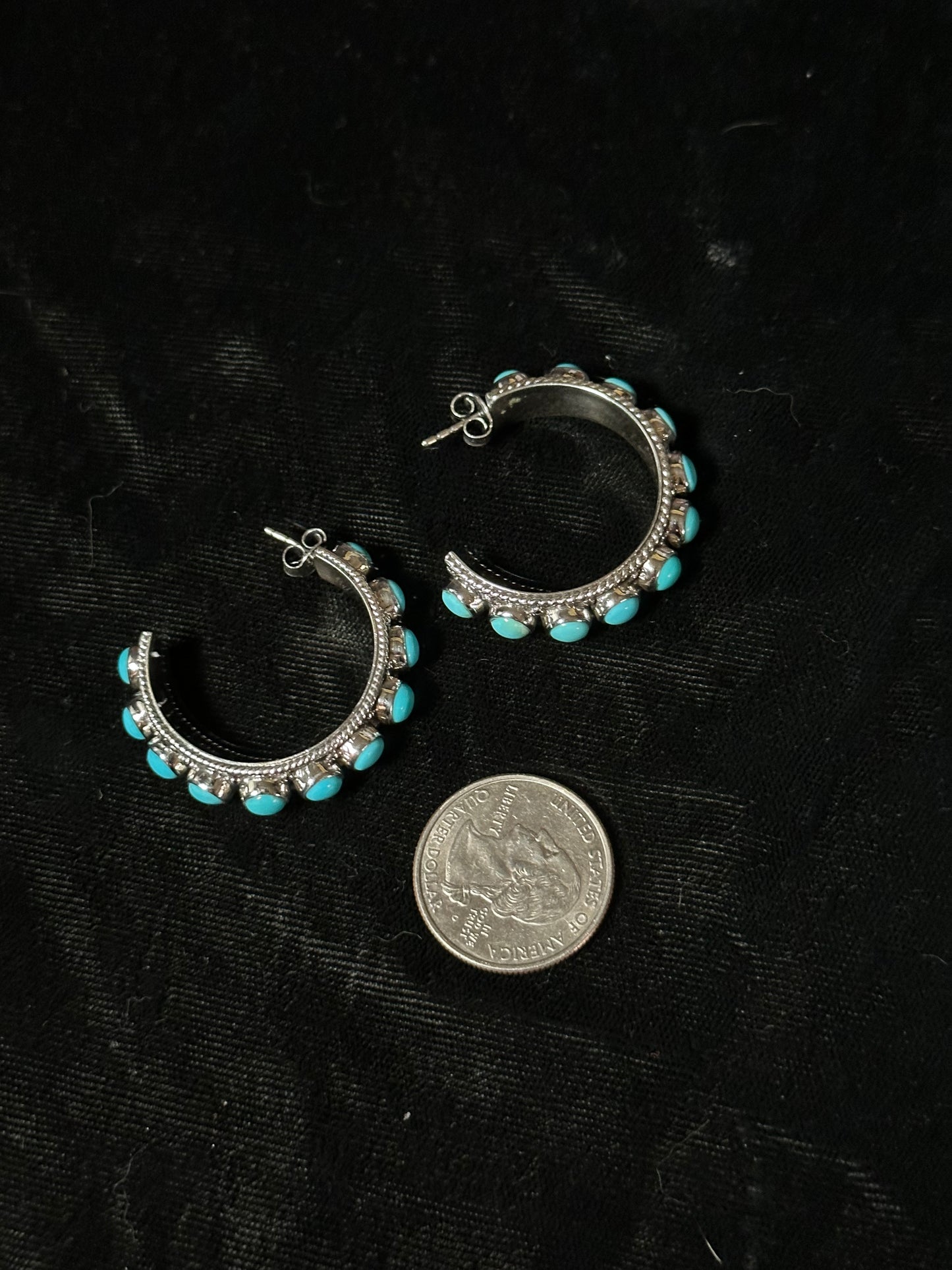 Sleeping Beauty Turquoise Hoop Earrings