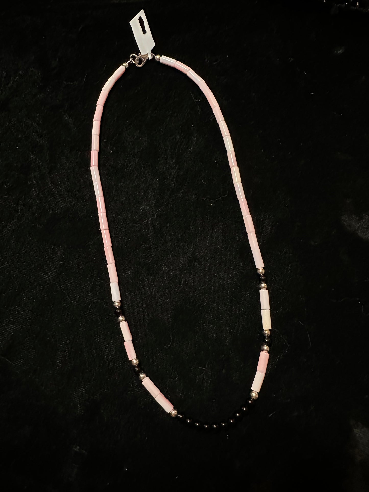 Pink Conch Shell and Black Onyx Necklace