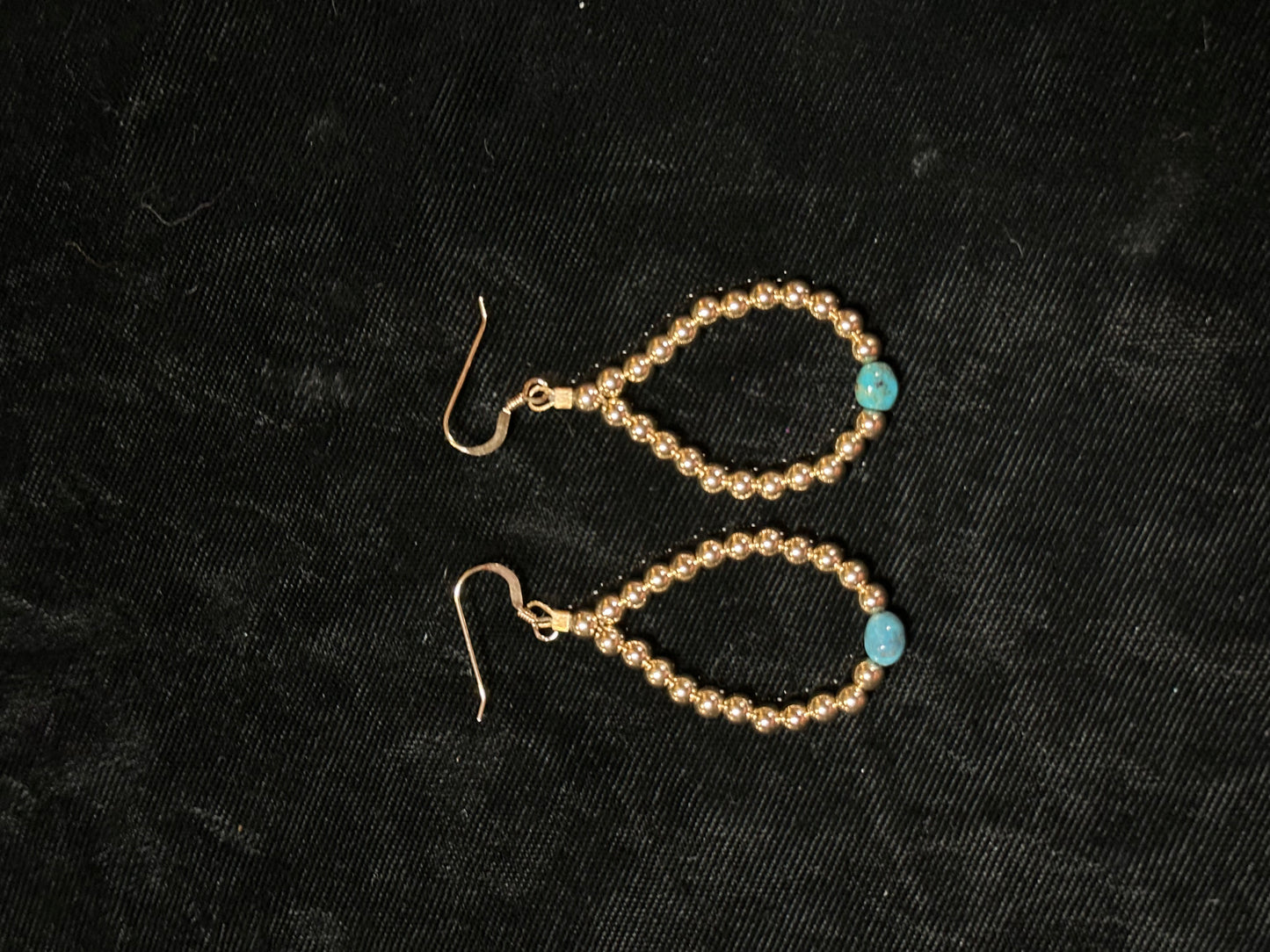 14k Gold Filled Tear drop Drop Earrings with Natural Turquoise