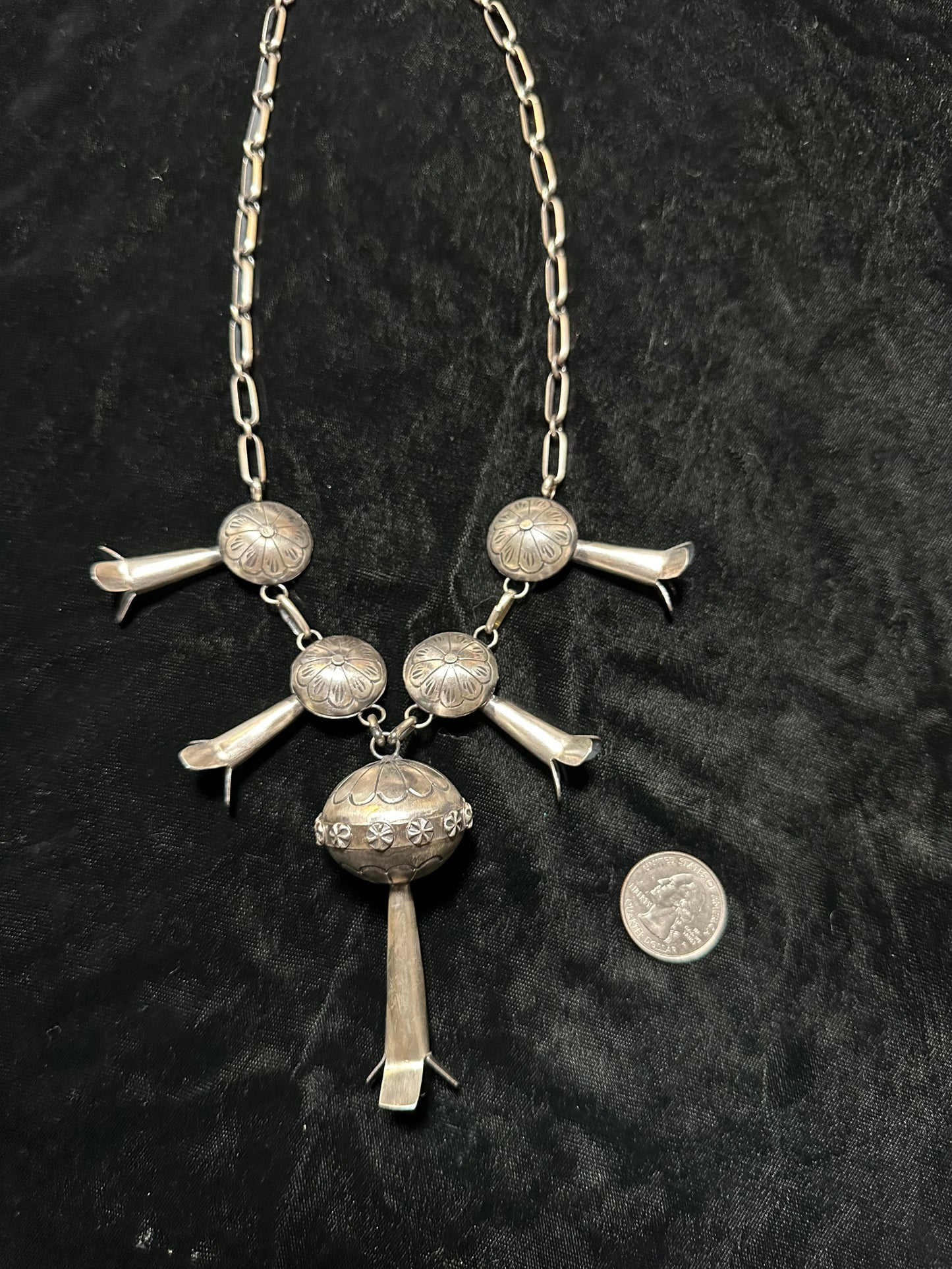 lot 16 10/20 Sterling Silver Blossom 22” Necklace by Tim Yazzie Navajo