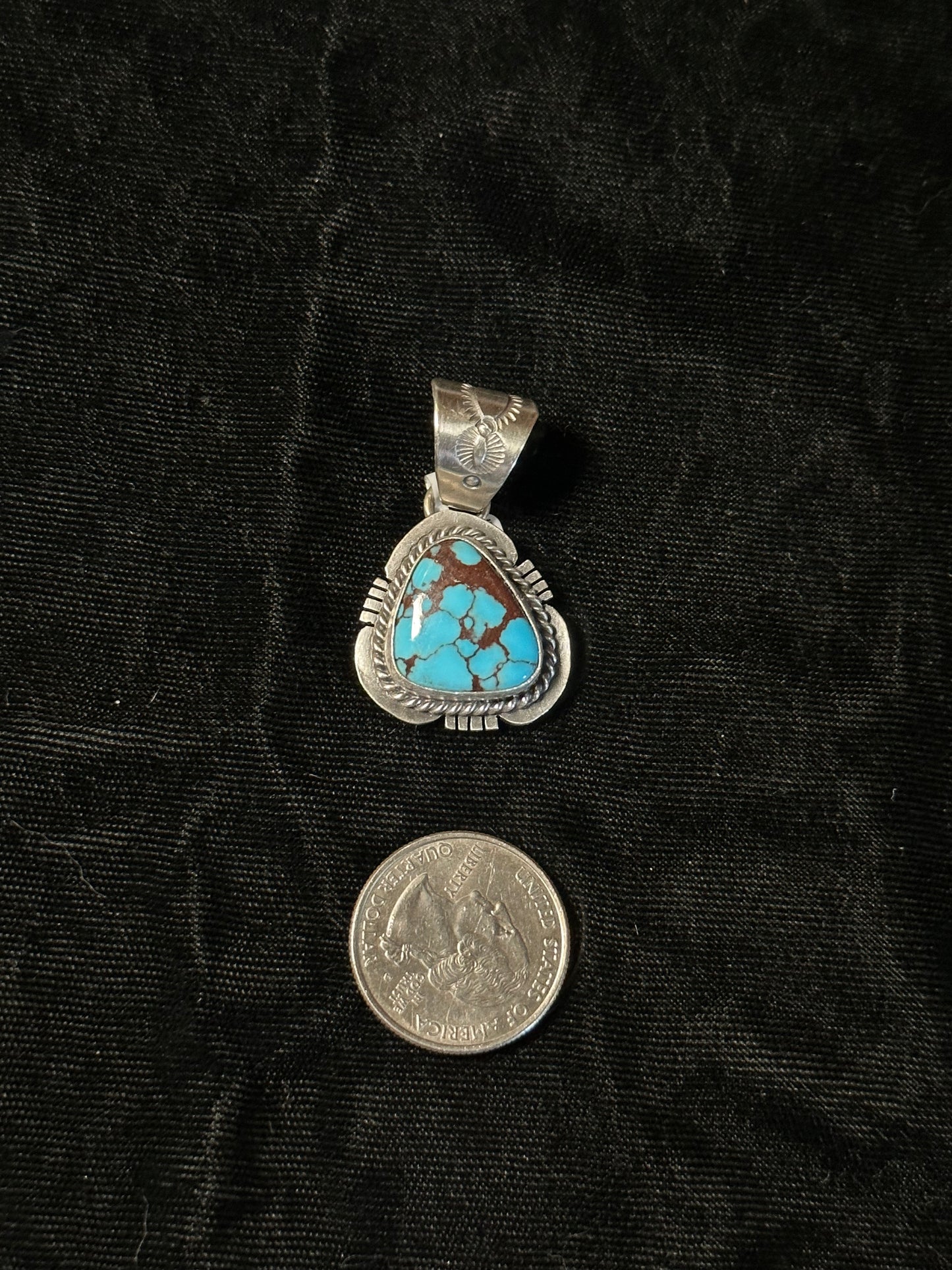 Egyptian Turquoise Pendant by John Nelson, Navajo made (10mm bale)