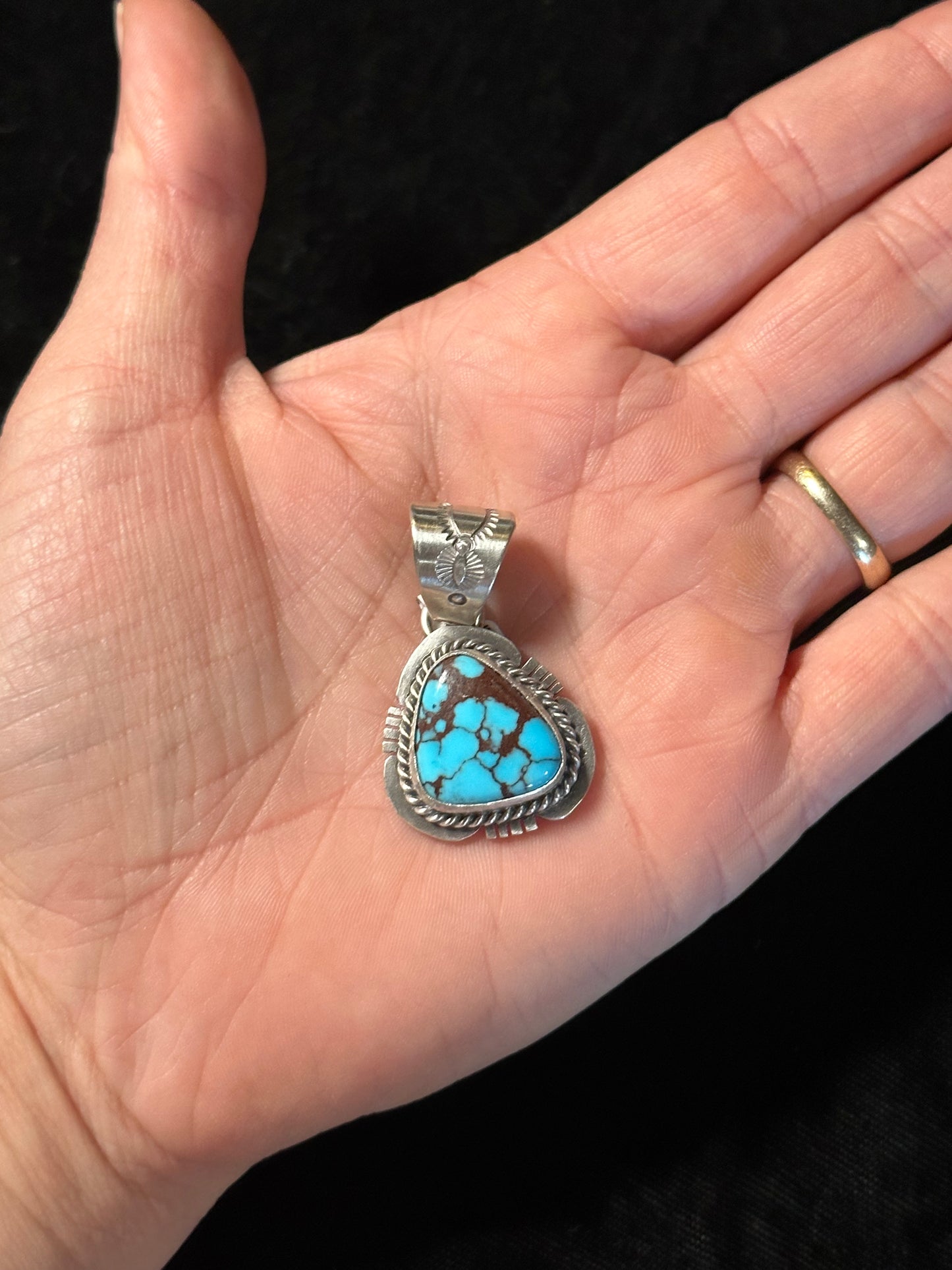 Egyptian Turquoise Pendant by John Nelson, Navajo made (10mm bale)