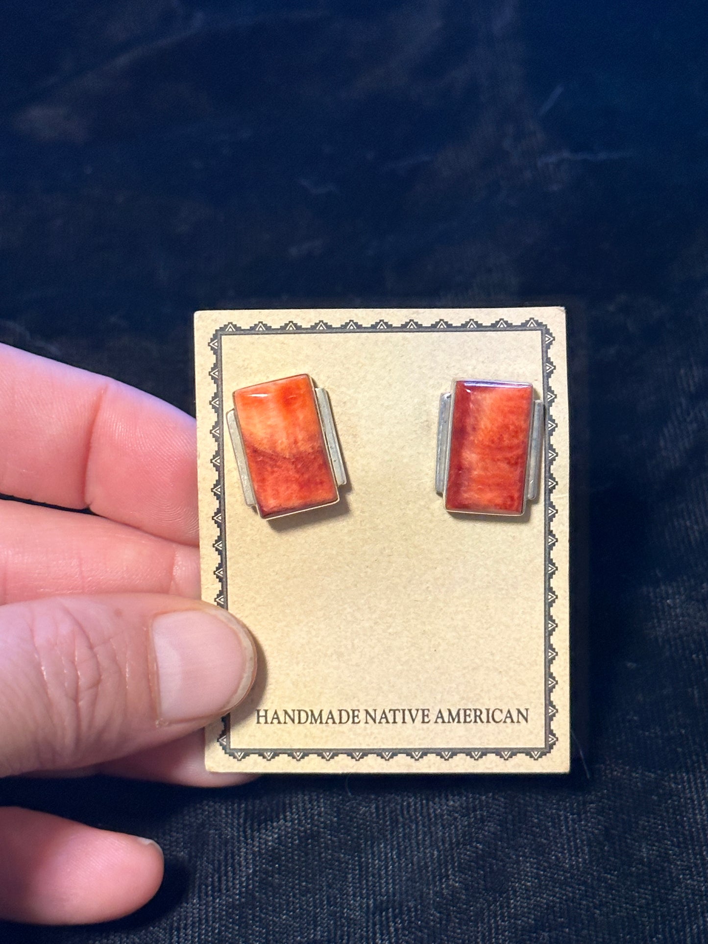 Red Spiny Oyster Cuff Links Navajo