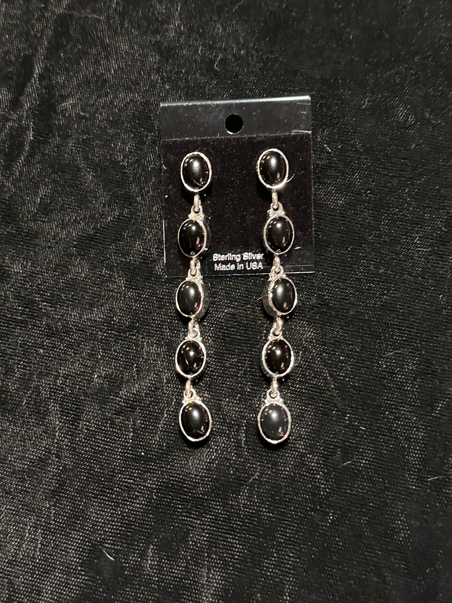 Black Onyx 3" Dangle Earrings