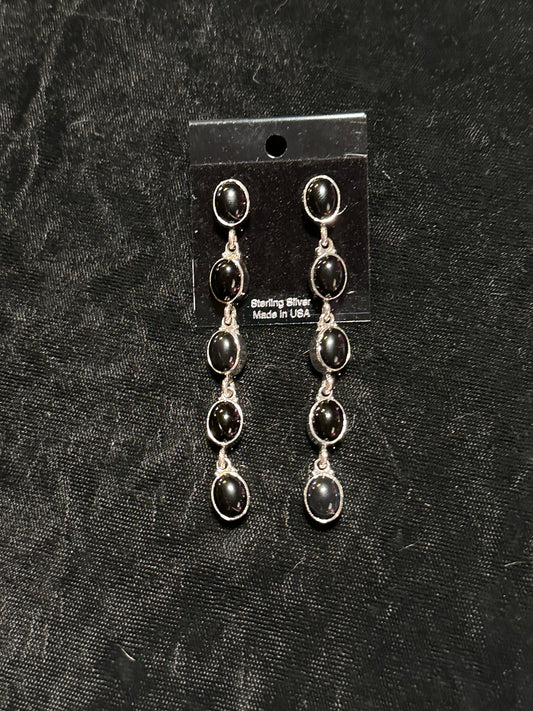 Black Onyx 3" Dangle Earrings