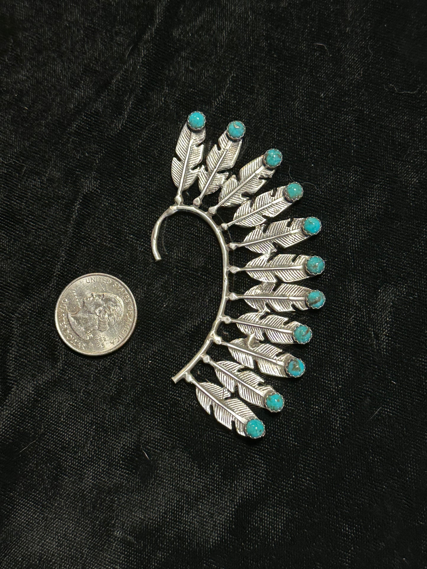 Left Ear Kingman Turquoise Headdress Cuff, Navajo